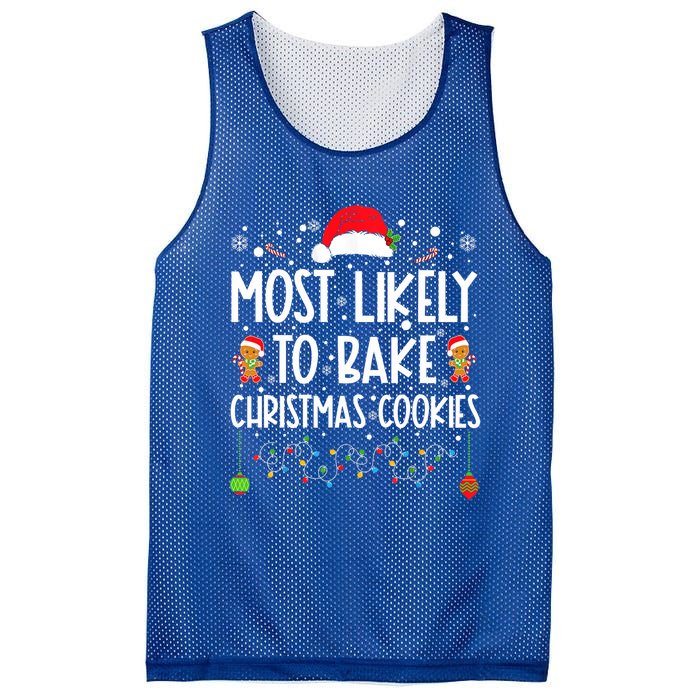 Most Likely To Bake Christmas Cookies Funny Baker Christmas Mesh Reversible Basketball Jersey Tank