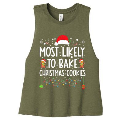 Most Likely To Bake Christmas Cookies Funny Baker Christmas Women's Racerback Cropped Tank