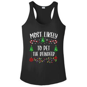 Most Likely To Pet The Reindeer Funny Christmas Family Matching Cute Christmas Ladies PosiCharge Competitor Racerback Tank