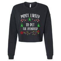 Most Likely To Pet The Reindeer Funny Christmas Family Matching Cute Christmas Cropped Pullover Crew