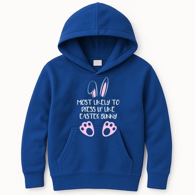 Most Likely To Dress Up Like Easter Bunny Easter Sunday Kids Hoodie