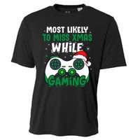 Most Likely To Miss Xmas While Gaming Christmas Pajama Gamer Cooling Performance Crew T-Shirt