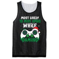 Most Likely To Miss Xmas While Gaming Christmas Pajama Gamer Mesh Reversible Basketball Jersey Tank