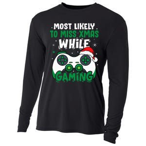 Most Likely To Miss Xmas While Gaming Christmas Pajama Gamer Cooling Performance Long Sleeve Crew