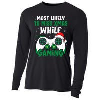 Most Likely To Miss Xmas While Gaming Christmas Pajama Gamer Cooling Performance Long Sleeve Crew