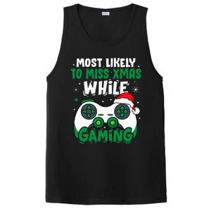 Most Likely To Miss Xmas While Gaming Christmas Pajama Gamer PosiCharge Competitor Tank