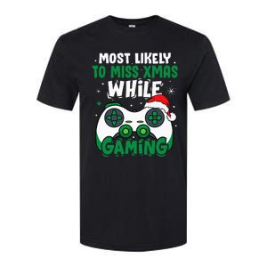 Most Likely To Miss Xmas While Gaming Christmas Pajama Gamer Softstyle CVC T-Shirt