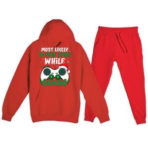 Most Likely To Miss Xmas While Gaming Christmas Pajama Gamer Premium Hooded Sweatsuit Set