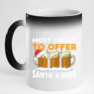 Most Likely To Offer Santa A Beer Christmas Family Matching 11oz Black Color Changing Mug