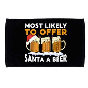 Most Likely To Offer Santa A Beer Christmas Family Matching Microfiber Hand Towel