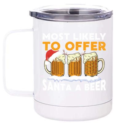 Most Likely To Offer Santa A Beer Christmas Family Matching 12 oz Stainless Steel Tumbler Cup