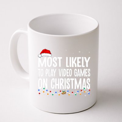 Most Likely To Play Video Games On Christmas Xmas Lights Gift Coffee Mug