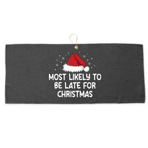 Most Likely To Be Late For Christmas Large Microfiber Waffle Golf Towel