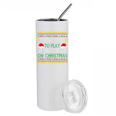 Most Likely To Play Video Games On Christmas Xmas Lights Stainless Steel Tumbler