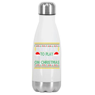 Most Likely To Play Video Games On Christmas Xmas Lights Stainless Steel Insulated Water Bottle