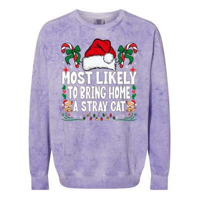 Most Likely To Bring Home A Stray Cat Matching Christmas Colorblast Crewneck Sweatshirt