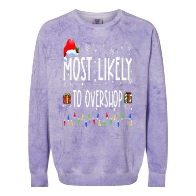 Most Likely To Overshop Shopping Family Crew Christmas Colorblast Crewneck Sweatshirt