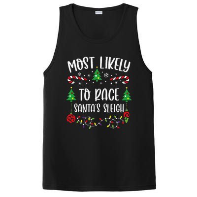 Most Likely To Race SantaS Sleigh Funny Christmas Family Matching Cute Christ PosiCharge Competitor Tank