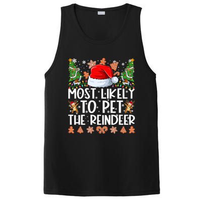 Most Likely To Pet The Reindeer Christmas Shirts For Family PosiCharge Competitor Tank