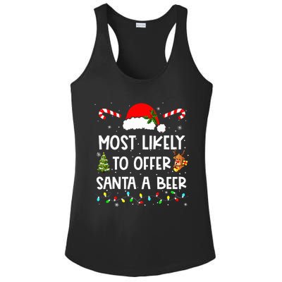 Most Likely To Offer Santa A Beer Funny Drinking Christmas  Ladies PosiCharge Competitor Racerback Tank