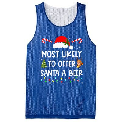 Most Likely To Offer Santa A Beer Funny Drinking Christmas  Mesh Reversible Basketball Jersey Tank