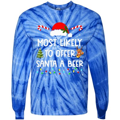 Most Likely To Offer Santa A Beer Funny Drinking Christmas  Tie-Dye Long Sleeve Shirt