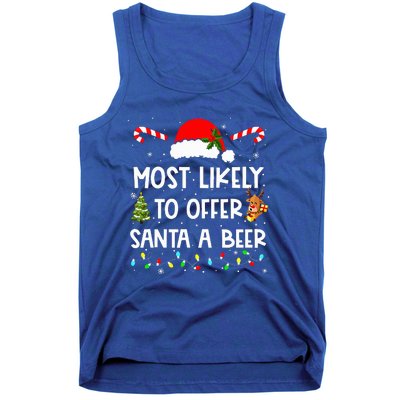 Most Likely To Offer Santa A Beer Funny Drinking Christmas  Tank Top