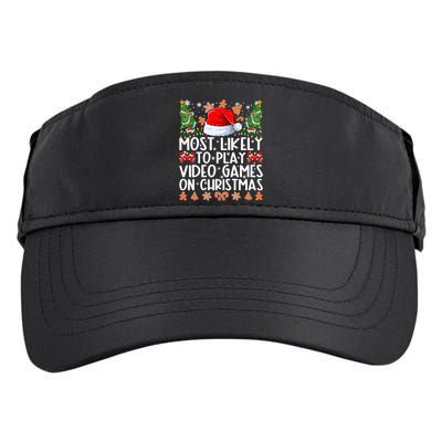 Most Likely To Play Video Games On Christmas Shirts For Family Adult Drive Performance Visor