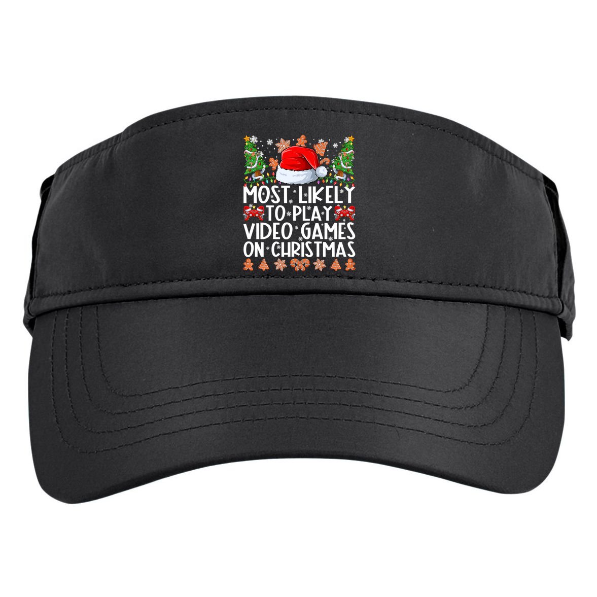 Most Likely To Play Video Games On Christmas Shirts For Family Adult Drive Performance Visor