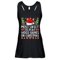 Most Likely To Play Video Games On Christmas Shirts For Family Ladies Essential Flowy Tank