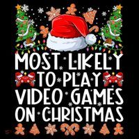 Most Likely To Play Video Games On Christmas Shirts For Family 16 in Basic Backpack