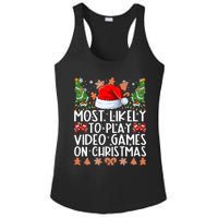 Most Likely To Play Video Games On Christmas Shirts For Family Ladies PosiCharge Competitor Racerback Tank