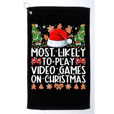 Most Likely To Play Video Games On Christmas Shirts For Family Golf Towel