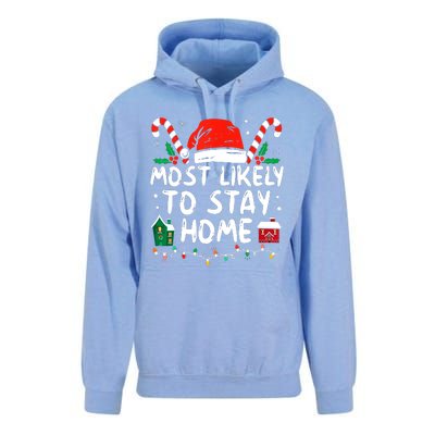 Most Likely To Stay Home Christmas Family Matching Unisex Surf Hoodie