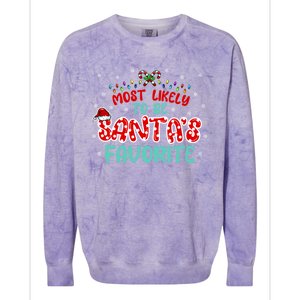 Most Likely To Be Santas Favorite Cute Gift Colorblast Crewneck Sweatshirt