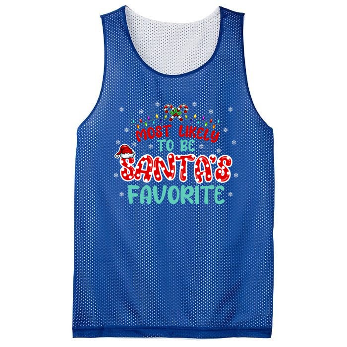 Most Likely To Be Santas Favorite Cute Gift Mesh Reversible Basketball Jersey Tank