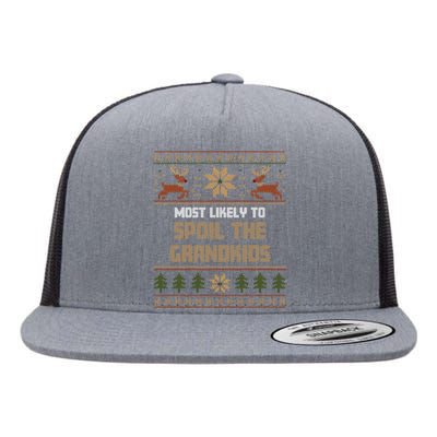 Most Likely To Spoil The Grandkids Christmas Matching Funny Gift Flat Bill Trucker Hat