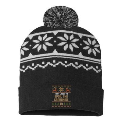 Most Likely To Spoil The Grandkids Christmas Matching Funny Gift USA-Made Snowflake Beanie