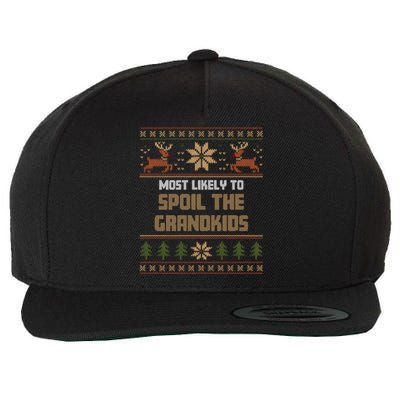 Most Likely To Spoil The Grandkids Christmas Matching Funny Gift Wool Snapback Cap