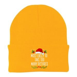 Most Likely To Take Too Y Pictures Funny Christmas Cute Gift Knit Cap Winter Beanie