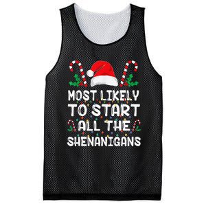 Most Likely To Start All The Shenanigans Christmas Family Mesh Reversible Basketball Jersey Tank