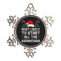 Most Likely To Start All The Shenanigans Christmas Family Metallic Star Ornament