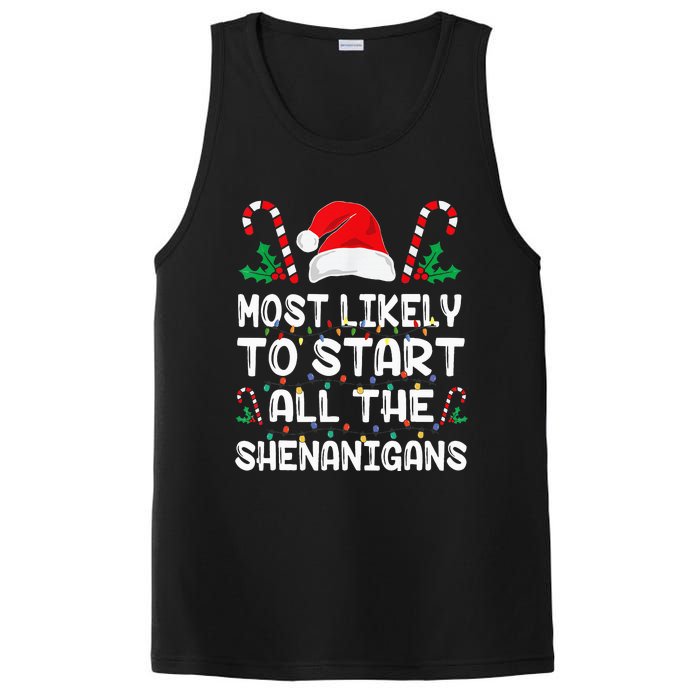 Most Likely To Start All The Shenanigans Christmas Family PosiCharge Competitor Tank