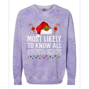 Most Likely To Know All The Christmas Song Lyrics Christmas Colorblast Crewneck Sweatshirt