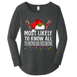 Most Likely To Know All The Christmas Song Lyrics Christmas Women's Perfect Tri Tunic Long Sleeve Shirt