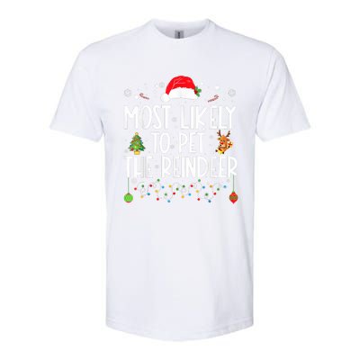 Most Likely To Pet The Reindeer Funny Christmas Softstyle CVC T-Shirt