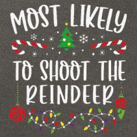 Most Likely To Shoot The Reindeer Funny Christmas Family Matching Cute Christm Cotton Canvas Backpack