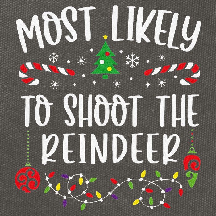 Most Likely To Shoot The Reindeer Funny Christmas Family Matching Cute Christm Cotton Canvas Backpack