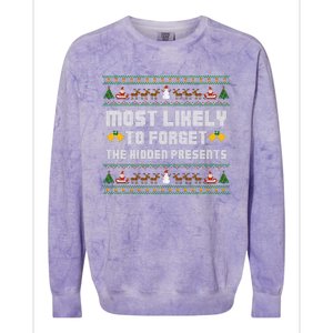 Most Likely To Forget The Hidden Presents Christmas Family Colorblast Crewneck Sweatshirt