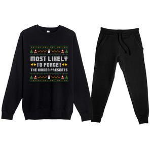 Most Likely To Forget The Hidden Presents Christmas Family Premium Crewneck Sweatsuit Set